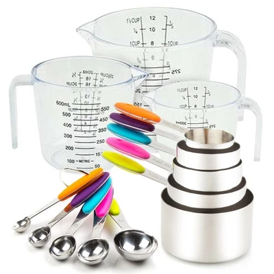 Measuring Cups and Spoons Set 13 Piece. Includes 10 Stainless Steel Measuring... - Image 1 of 4
