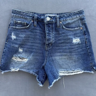 Pantalones cortos de mezclilla de tiro alto YMI para mujer talla 9 dobladillo crudo desgastado Foto 1 de 4