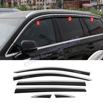 For Lincoln Aviator 2020-2023 Black&Chrome Premium Rain Guards Vent Visors Shade - Image 1 of 4