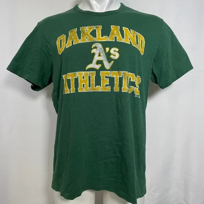 Oakland Athletics MLB Baseball '47 Brand Green Distressed T-Shirt Men's LARGE - Image 1 of 4