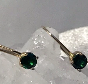 JUEGO DE PENDIENTES DE PALANCA DE ORO AMARILLO 14K TSAVORITE GRANATE CALIDAD AAA - Imagen 1 de 6