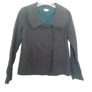 ANOKHI Size Small Navy Blue Quilted Toggle Jacket 100% Organic Cotton - Picture 1 of 7