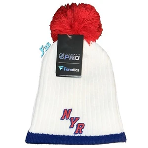 Fanatics New York Rangers White/Red 2024 NHL Stadium Series Pom Knit Hat WOMEN'S - Picture 1 of 2
