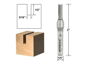 3/16" Diameter Carbide Insert Straight Router Bit - 1/4" Shank - Yonico 14016q - Picture 1 of 1