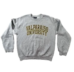 VINTAGE Valparaiso University Sweatshirt Mens Medium Gray Crewneck 90s Spell Out - Picture 1 of 9