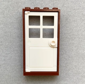 LEGO 1x4x6 WHITE DOOR AND BROWN FRAME PART - Bild 1 von 3