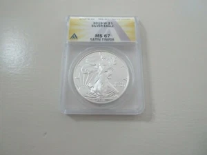 2019-W , S$1 , Silver Eagle , MS 67 , Satin Finish , ANACS - Picture 1 of 2