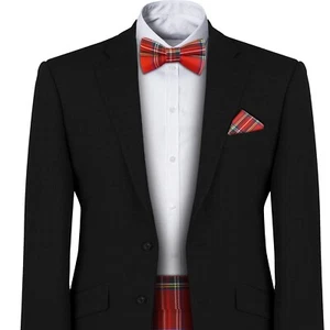 Royal Stewart Scottish Tartan Bow Tie Cummerbund Set Hogmanay Robert Burns Night - Picture 1 of 7