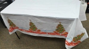 Holiday Table Cover Plastic 54 in x 72 in (137cm x 183cm) Christmas Tree - Picture 1 of 4