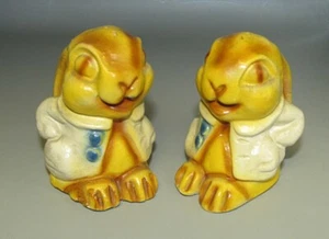 Vintage Anthropomorphic BUNNY RABBIT Ceramic Salt & Pepper Shaker Set USA - Picture 1 of 5