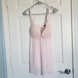 NWT Seductivewear by Cinema Etoile Babydoll Gown Nightie Size L Angel Pink Thong - Picture 1 of 11
