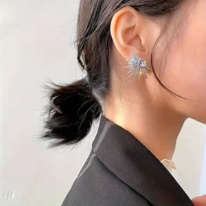 18K White Gold Filled Shooting Star Wing Stud Earrings With Zirconia Last Two! - Picture 1 of 5
