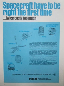 5/1974 PUB RCA GOVERNMENT SPACECRAFT NASA NAVSAT ESSA SATELLITE ORIGINAL AD - Imagen 1 de 1