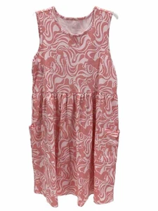 Girl Dress Sundress Knee Length Pink White Size XL 14/16 Summer Spring New - Picture 1 of 8