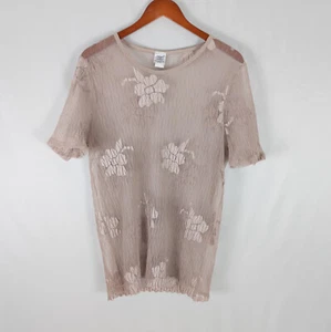 Blusa grande Colon Wear para mujer LEER Top floral manga corta cuello redondo transparente - Imagen 1 de 9