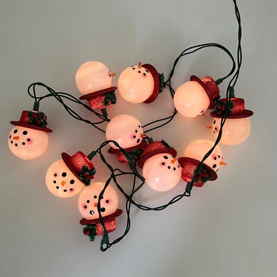10-Light String of Snowman Lights 8 Feet Long Christmas Holiday - Image 1 of 4