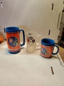 1988 SUPER BOWL XXII Plastic Jack Murphy Stadium Mug USA + 2 Orange Crush Mugs - Picture 1 of 12