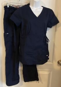 KOI Lindsey 701 R Scrub Set - Top (137) & Pants - Women's Size S - Navy Blue