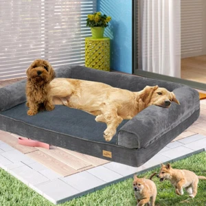 Big Orthopedic Pet Dog Bed Extra Large Dog Bolster Sofa Bed Removable Cover XXXL - Picture 1 of 17