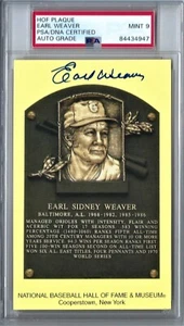 EARL WEAVER PSA/DNA SIGNED HOF GOLD POSTCARD PLAQUE AUTOGRAPH PSA 9 GORGEOUS - Picture 1 of 1