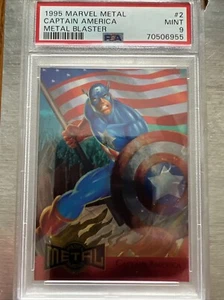 Captain America 1995 Marvel Metal Metal Blaster PSA 9 COME NUOVO🔥INVEST🔥📈 - Foto 1 di 2
