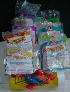 McDonalds Spiderman Complete Set Happy Meal Toys + Spider-Man Flashlight - Picture 1 of 24
