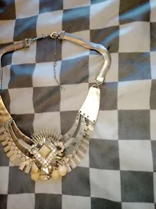 Mint Velvet Ladies Silver Statement Necklace Adjustable Stones Sparkle - Picture 1 of 3