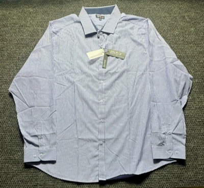 NEW Galaxy Long Sleeve Button Up Mens 2XL Purple Striped Shirt NWT 1608 - Image 1 of 4