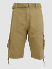 $68 Galaxy By Harvic Men's Khaki Beige Twill W/ Canvas Belt Cargo Shorts Size 34