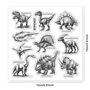 Juego de 11 estampillas de dinosaurio T-Rex Triceratops álbum de recortes álbum de fotos fabricación de tarjetas - Imagen 1 de 8