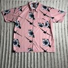 OAF Nation Button Up Hawaiian Shirt Men’s 3XL Pink Floral Airplanes 