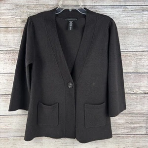 Apostrophe Cardigan Sweater Wool Blend 3/4 Sleeves Brown Women's M - Bild 1 von 11