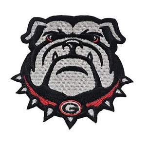 UGA Dawg Head 3" Embroidered Iron-On Patch | Georgia Bulldogs - Picture 1 of 3