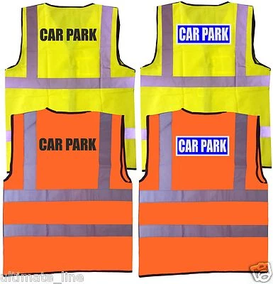 SUPERSOUCH CAR PARK Printed HI VIS SAFETY VEST Yellow Orange EN471