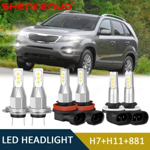 Combo 6X 6000K faros LED de haz alto/bajo bombilla antiniebla para Kia Sorento 2011-2016 - Imagen 1 de 16