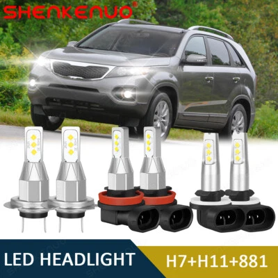 For Kia Sorento 2011-2016 Combo 6X 6000K LED Headlight Hi/Lo Beam Fog Light Bulb - Image 1 of 4