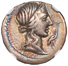 Q. Caecilius Mettelus Pius römische Republik NGC Ch sehr guter Zustand Silber Denar Kaiser