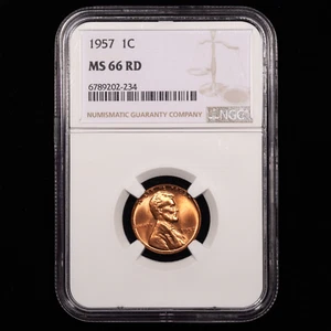 1957 Lincoln Wheat Cent 1c - NGC GRADED MS66 RD - Picture 1 of 4