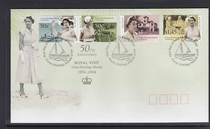 COCOS Islands 2004 QUEEN'S VISIT 50th Anniversary design set of 4  on FDC  -  - Foto 1 di 1