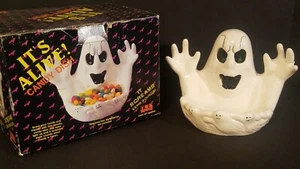 1992 New Creative Enterprises Ceramic Ghost Halloween Candy Dish (NOT WORKING) - Picture 1 of 12