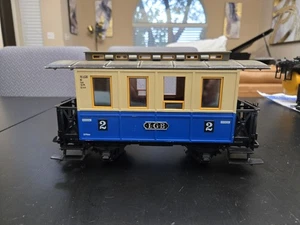LGB 3012 Second Class Blue & Cream Passenger Coach Car - G-Scale - Picture 1 of 10