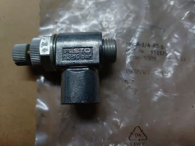 Festo GRLA-1/4-RS-B One-way Flow Control Valve Elbow Female G1/4 to Male G1/4 - Image 1 of 2
