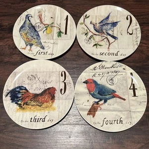 Set Of 4 Williams Sonoma 12 Days of Christmas Plates 8 1/2" Days 1, 2, 3, 4 - Picture 1 of 10