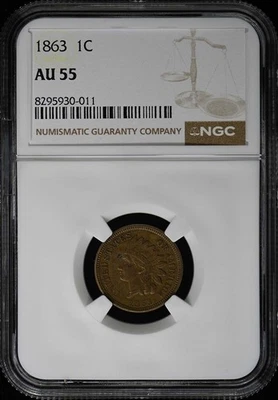 1863 Copper-Nickel Indian Cent 1C NGC AU55 - Image 1 of 4