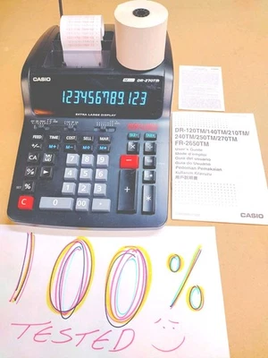 +100% TESTED CLEAN HARDLY USED casio DR-270TM printing calculator +FREE ROLL U - Image 1 of 4