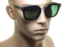 TOM FORD ALEX-02 TF541 05N Mens Square DOUBLE BRIDGE Sunglasses BLACK GOLD GREEN - Picture 1 of 11
