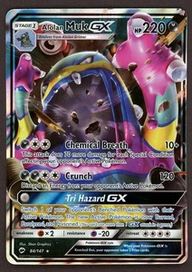 Alolan Muk GX 84/147 Ultra Rare Burning Shadows Pokémon Card NEAR MINT - Picture 1 of 2