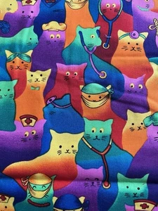 1 Yard+ 1997 Timeless Treasures CRAZY CAT MD Fabric Colorful Hi-Fashion Cotton - Picture 1 of 10