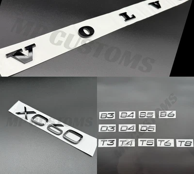 Insignias traseras negras brillantes letras para Volvo xc60 B4 B5 B6 T4 T5 T6 T8 D3 D4 D5 D6  - Imagen 1 de 2