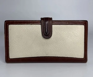 Coach Rare Vintage Sheridan Bifold Kisslock Wallet Bone Tan Leather - Bild 1 von 15